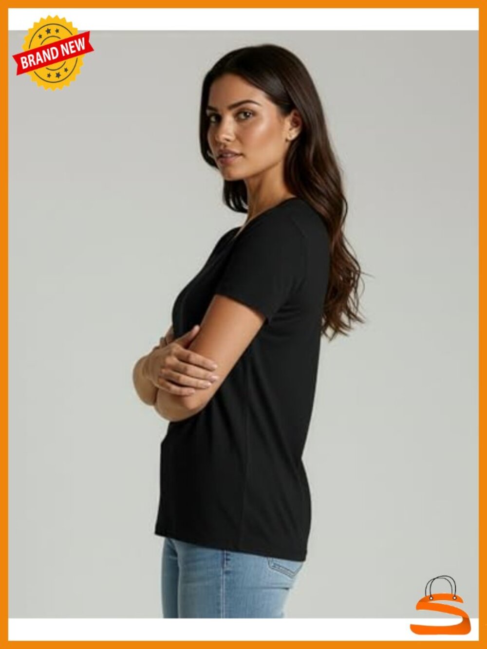 Women's Cotton Short Sleeve T-Shirt 4 Pack Scoop Neck Tee Tops - Picture 5 of 6